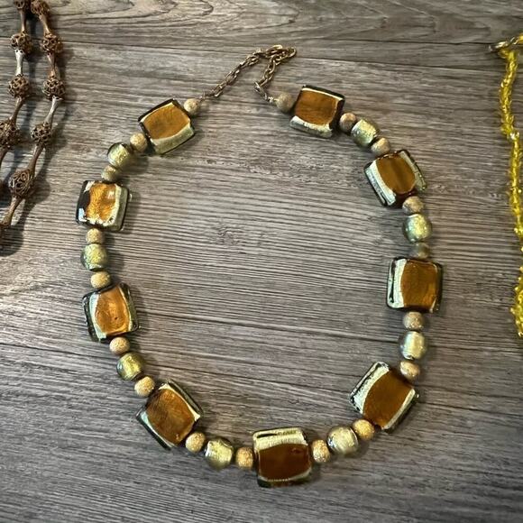 Vintage Gold and Brown Multi-Strand Necklace Set - Picture 3 of 7